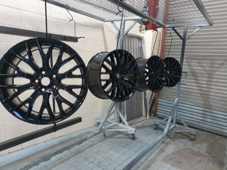Set of powder coated wheels