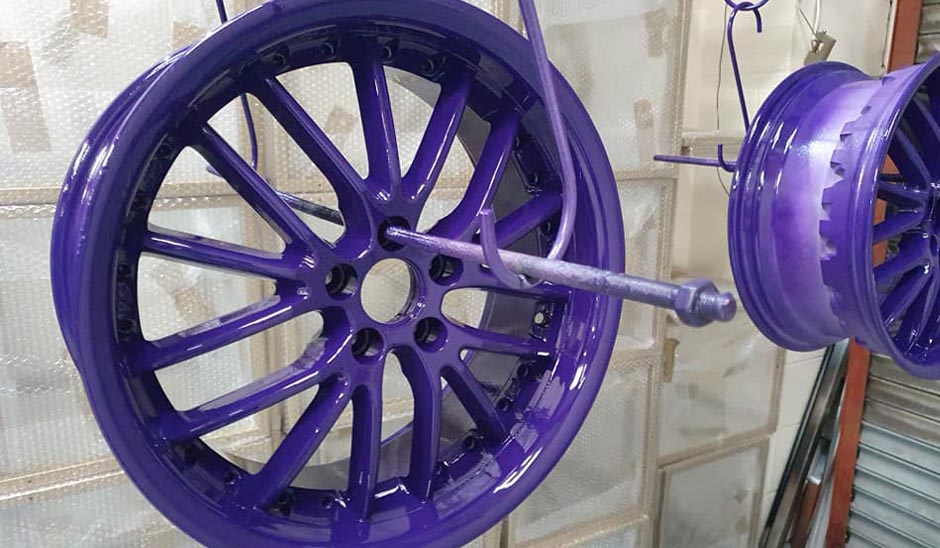 Purple powder coated wheels