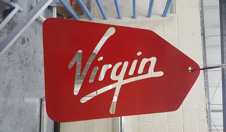Virgin Media powder coated sign