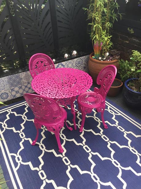 Pink garden table and chairs