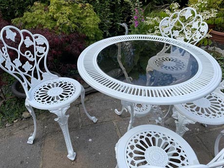 White garden furniture
